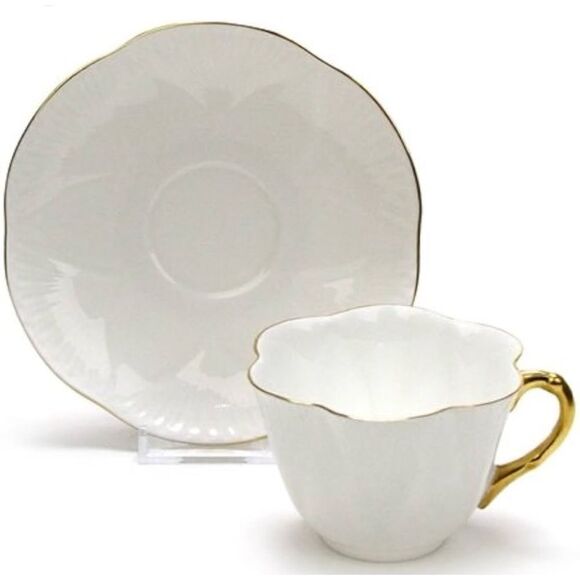 Vintage White Regency Shelley Teacup & Saucer With Gold Trim Dainty - Picture 1 of 6
